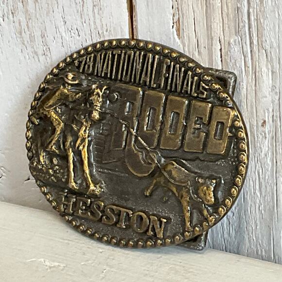 1978 National Finals Rodeo Hesston Belt Buckle 4th Edition Oklahoma City OK - Picture 3 of 7